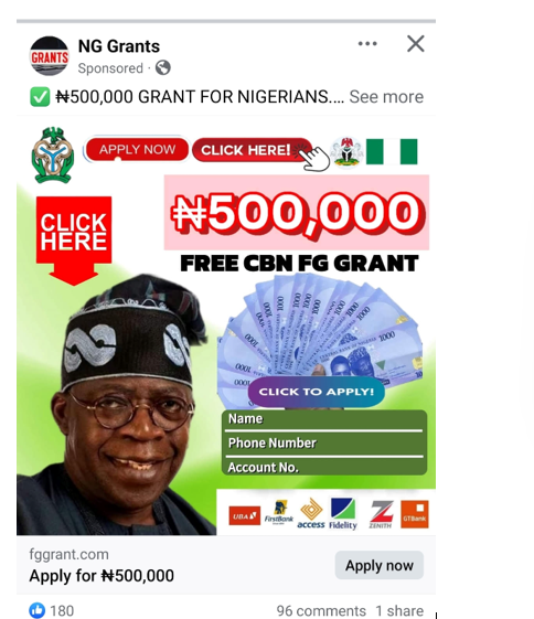 Fake Facebook Advertisement Example 2